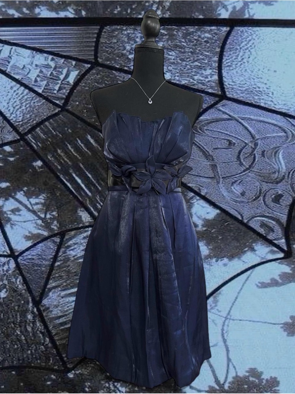 Vintage 2000s Strapless Navy Homecoming Party Dress